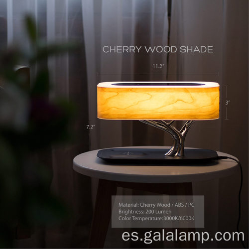 Lámpara de mesa de madera con base de árbol